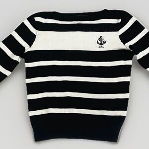 Ralph Lauren Black Label Womens Striped Cotton Boatneck Sweater Size PS Petite S